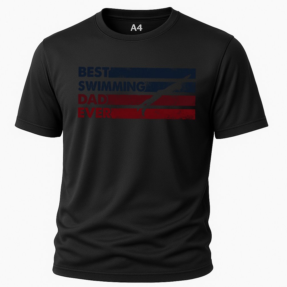 Best Dad Ever Father Vintage Swimming Cool Gift Cooling Performance Crew T-Shirt
