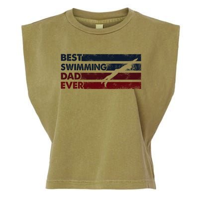 Best Dad Ever Father Vintage Swimming Cool Gift Garment-Dyed Women's Muscle Tee