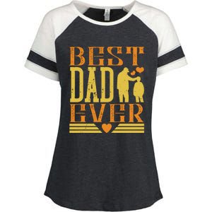 Best Dad Ever Enza Ladies Jersey Colorblock Tee