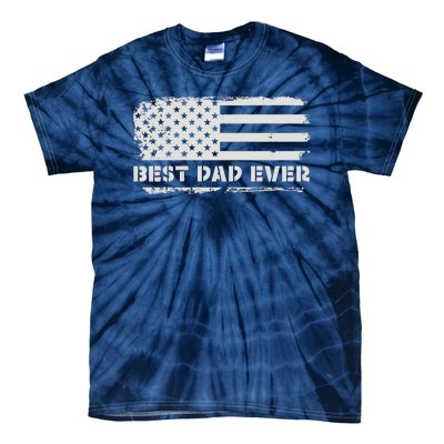 Best Dad Ever American Flag Gift For Dad For Dad Husband Men Funny Tie-Dye T-Shirt