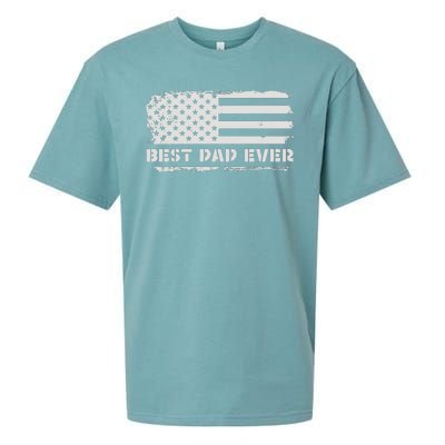 Best Dad Ever American Flag Gift For Dad For Dad Husband Men Funny Sueded Cloud Jersey T-Shirt