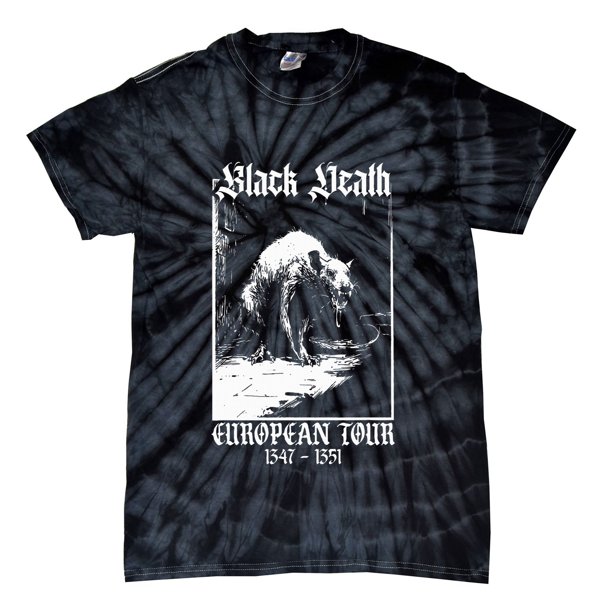 Black Death European Plague Rat Medieval History Goth Tie-Dye T-Shirt