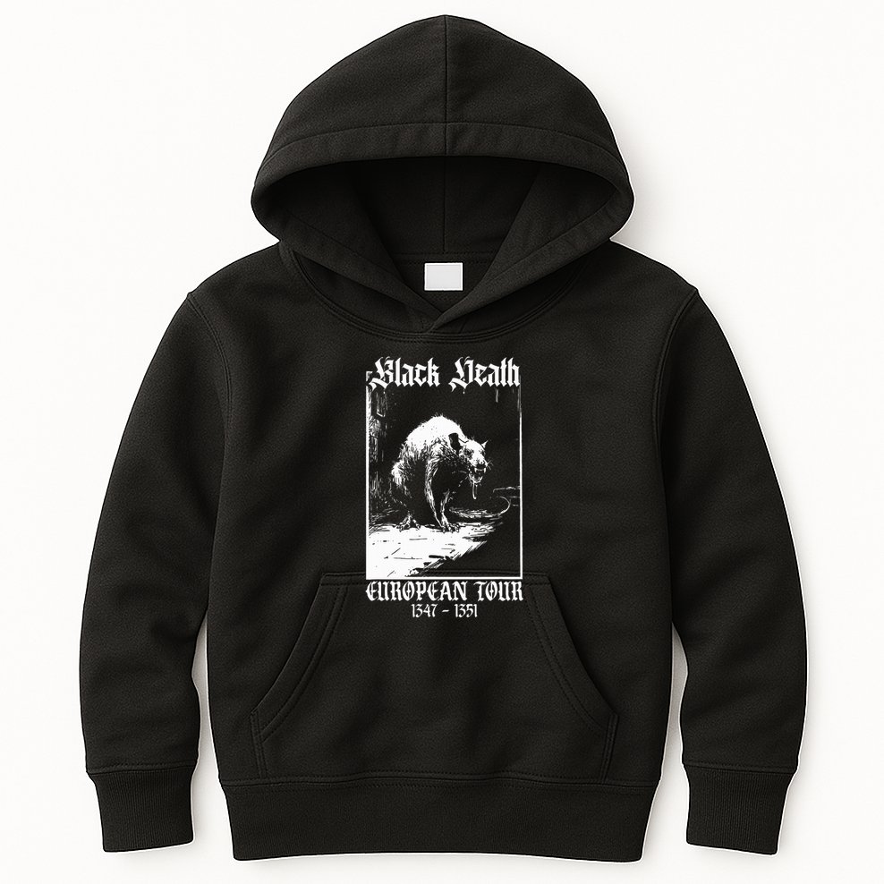 Black Death European Plague Rat Medieval History Goth Kids Hoodie