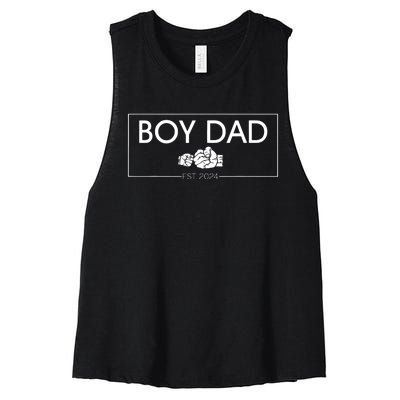 Boy Dad Est 2024 Boy Dad To Be Fathers Day 2024 New Dad Women's Racerback Cropped Tank