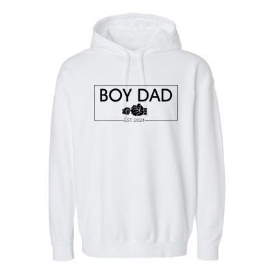 Boy Dad Est 2024 Boy Dad To Be Fathers Day 2024 New Dad Garment-Dyed Fleece Hoodie