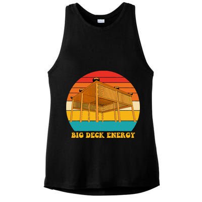 Big Deck Energy Funny Retro Vintage Ladies PosiCharge Tri-Blend Wicking Tank