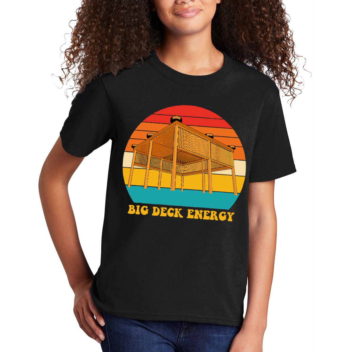 Big Deck Energy Funny Retro Vintage Kids T-Shirt