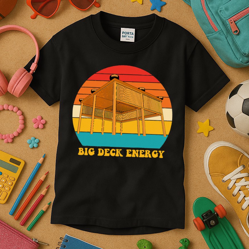 Big Deck Energy Funny Retro Vintage Kids T-Shirt