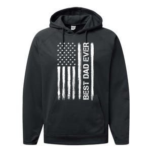 Best Dad Ever American Flag Funny Fathers Day Performance Fleece Hoodie