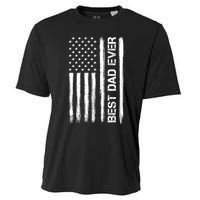 Best Dad Ever American Flag Funny Fathers Day Cooling Performance Crew T-Shirt