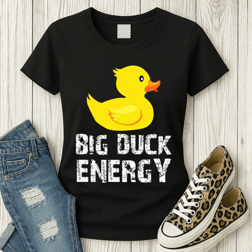 Big Duck Energy Yellow Rubber Duck Design Womens T-Shirt