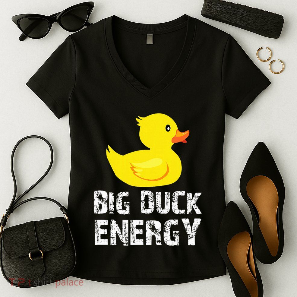 Big Duck Energy Yellow Rubber Duck Design Women's V-Neck T-Shirt