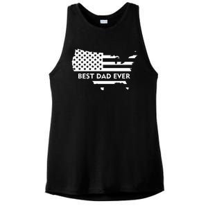 Best Dad Ever Patriot USA Flag Ladies PosiCharge Tri-Blend Wicking Tank