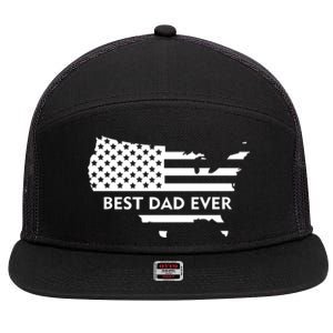 Best Dad Ever Patriot USA Flag 7 Panel Mesh Trucker Snapback Hat