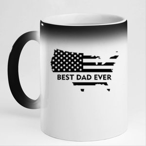 Best Dad Ever Patriot USA Flag 11oz Black Color Changing Mug