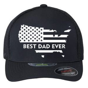 Best Dad Ever Patriot USA Flag Flexfit Unipanel Trucker Cap