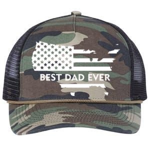 Best Dad Ever Patriot USA Flag Retro Rope Trucker Hat Cap