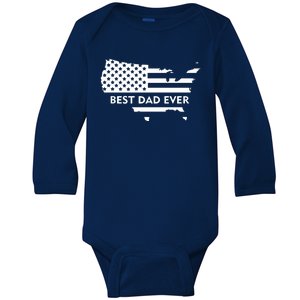 Best Dad Ever Patriot USA Flag Baby Long Sleeve Bodysuit