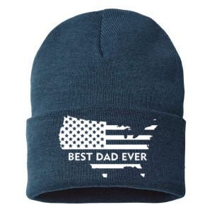 Best Dad Ever Patriot USA Flag Sustainable Knit Beanie