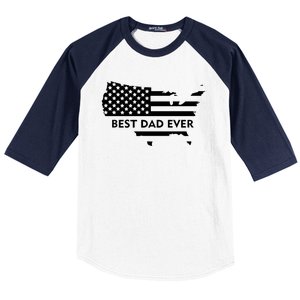 Best Dad Ever Patriot USA Flag Baseball Sleeve Shirt