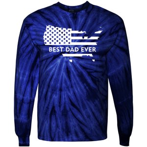 Best Dad Ever Patriot USA Flag Tie-Dye Long Sleeve Shirt