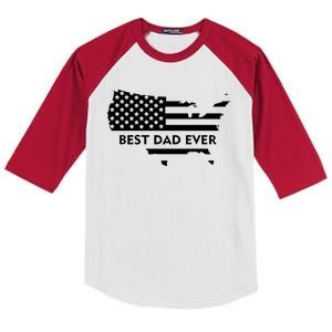 Best Dad Ever Patriot USA Flag Kids Colorblock Raglan Jersey