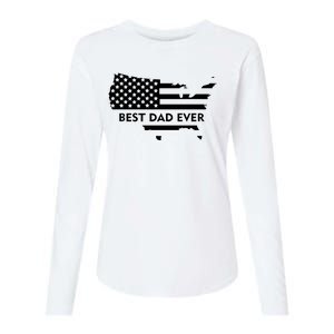 Best Dad Ever Patriot USA Flag Womens Cotton Relaxed Long Sleeve T-Shirt