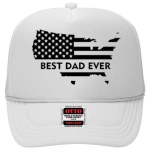 Best Dad Ever Patriot USA Flag High Crown Mesh Back Trucker Hat