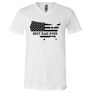 Best Dad Ever Patriot USA Flag V-Neck T-Shirt