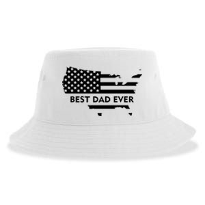 Best Dad Ever Patriot USA Flag Sustainable Bucket Hat