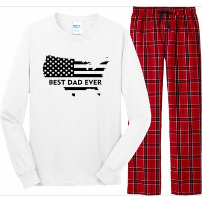 Best Dad Ever Patriot USA Flag Long Sleeve Pajama Set