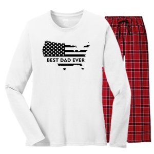 Best Dad Ever Patriot USA Flag Women's Long Sleeve Flannel Pajama Set 