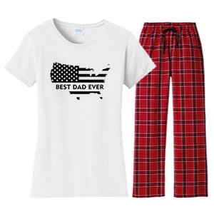 Best Dad Ever Patriot USA Flag Women's Flannel Pajama Set