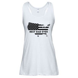 Best Dad Ever Patriot USA Flag Ladies Essential Flowy Tank