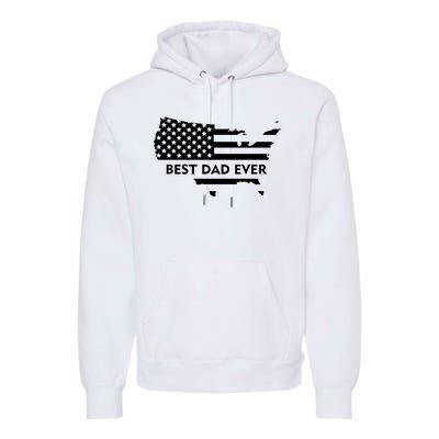 Best Dad Ever Patriot USA Flag Premium Hoodie