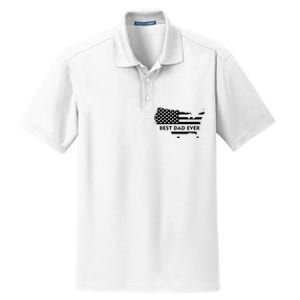 Best Dad Ever Patriot USA Flag Dry Zone Grid Polo