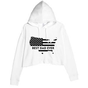 Best Dad Ever Patriot USA Flag Crop Fleece Hoodie