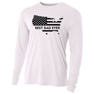 Best Dad Ever Patriot USA Flag Cooling Performance Long Sleeve Crew