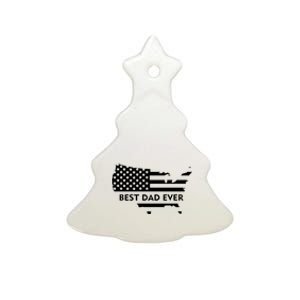 Best Dad Ever Patriot USA Flag Ceramic Tree Ornament