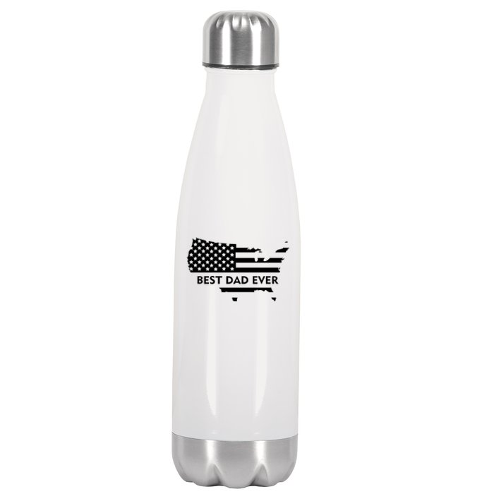 Best Dad Ever Patriot USA Flag Stainless Steel Insulated Water Bottle