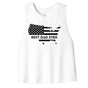 Best Dad Ever Patriot USA Flag Women's Racerback Cropped Tank