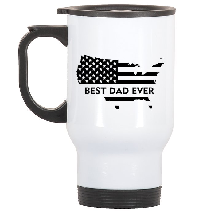 Best Dad Ever Patriot USA Flag Stainless Steel Travel Mug