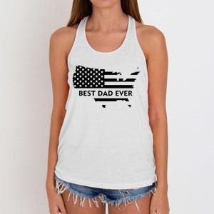 Best Dad Ever Patriot USA Flag Women's Knotted Racerback Tank