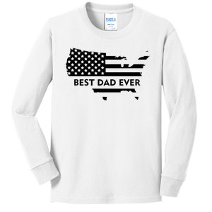 Best Dad Ever Patriot USA Flag Kids Long Sleeve Shirt