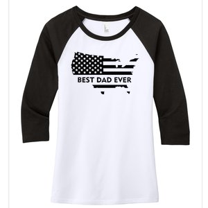 Best Dad Ever Patriot USA Flag Women's Tri-Blend 3/4-Sleeve Raglan Shirt