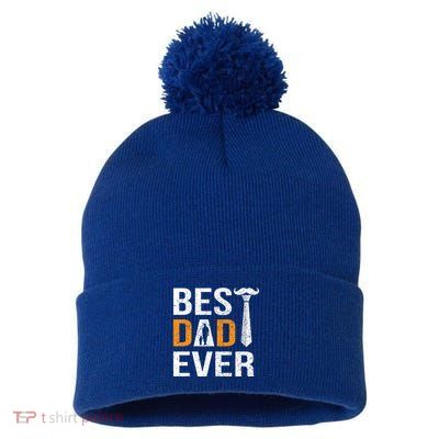 Best Dad Ever Gift Pom Pom 12in Knit Beanie