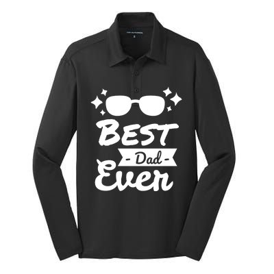 Best Dad Ever Cool Fathers Day Gift Silk Touch Performance Long Sleeve Polo