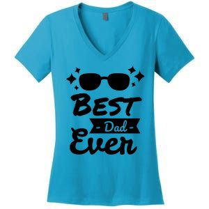 Best Dad Ever Cool Fathers Day Gift Women's V-Neck T-Shirt