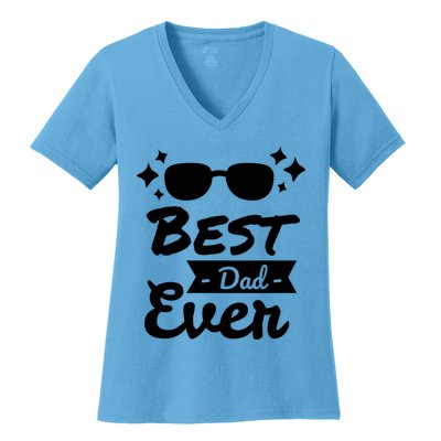 Best Dad Ever Cool Fathers Day Gift Women's V-Neck T-Shirt