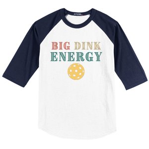 Big Dink Energy Pickleball Funny Pickle Ball Lover Retro Baseball Sleeve Shirt